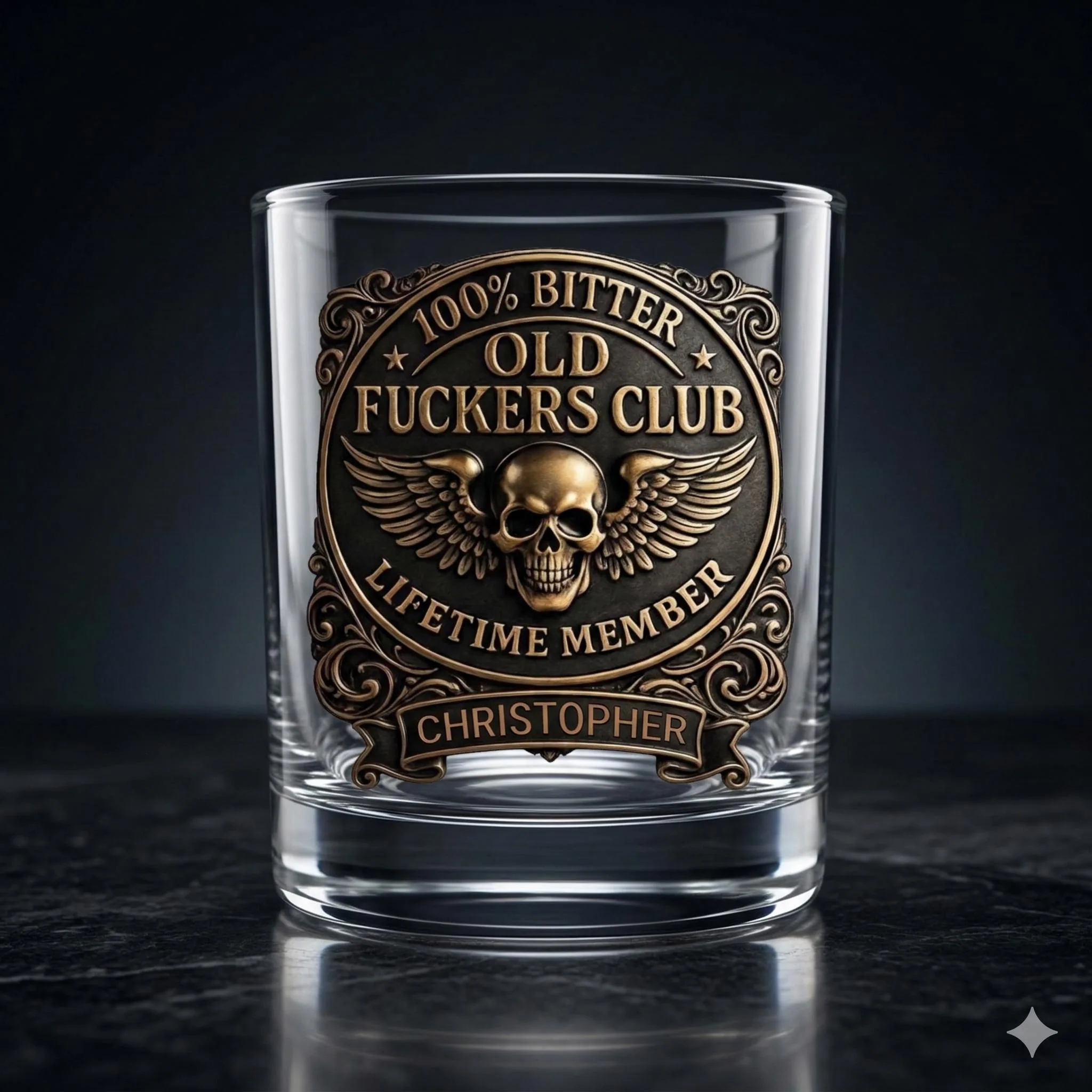 Personalized Whiskey Glass, Old Fucks Club Gift, Custom Name Old Fashioned 11oz, Funny Birthday Gift for Him, 