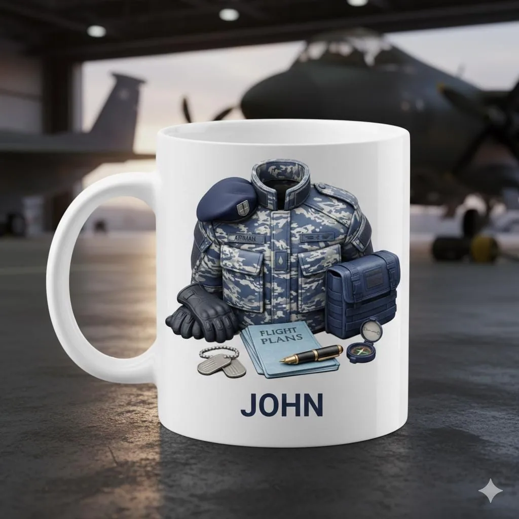 Personalized Aviation Mug, Custom Flight Crew Gift, Service Member Coffee Cup, Unique Military Inspired Drinkw
