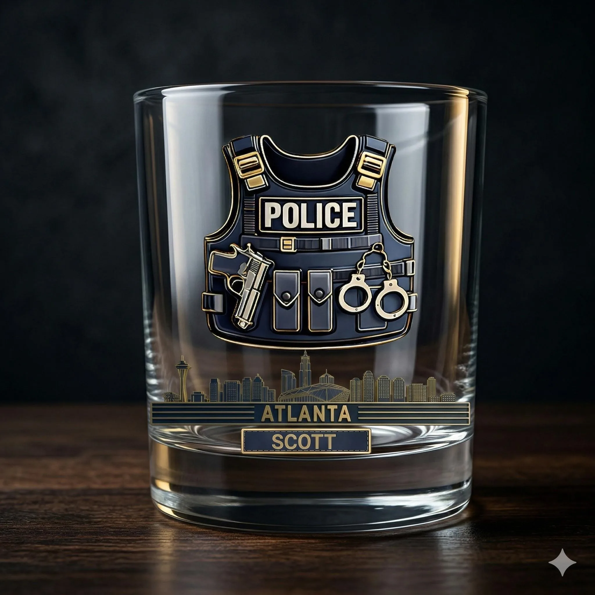 Personalized Skyline Whiskey Glass, Custom City Gift, Atlanta Philadelphia Unique Barware, Engraved Name Old F