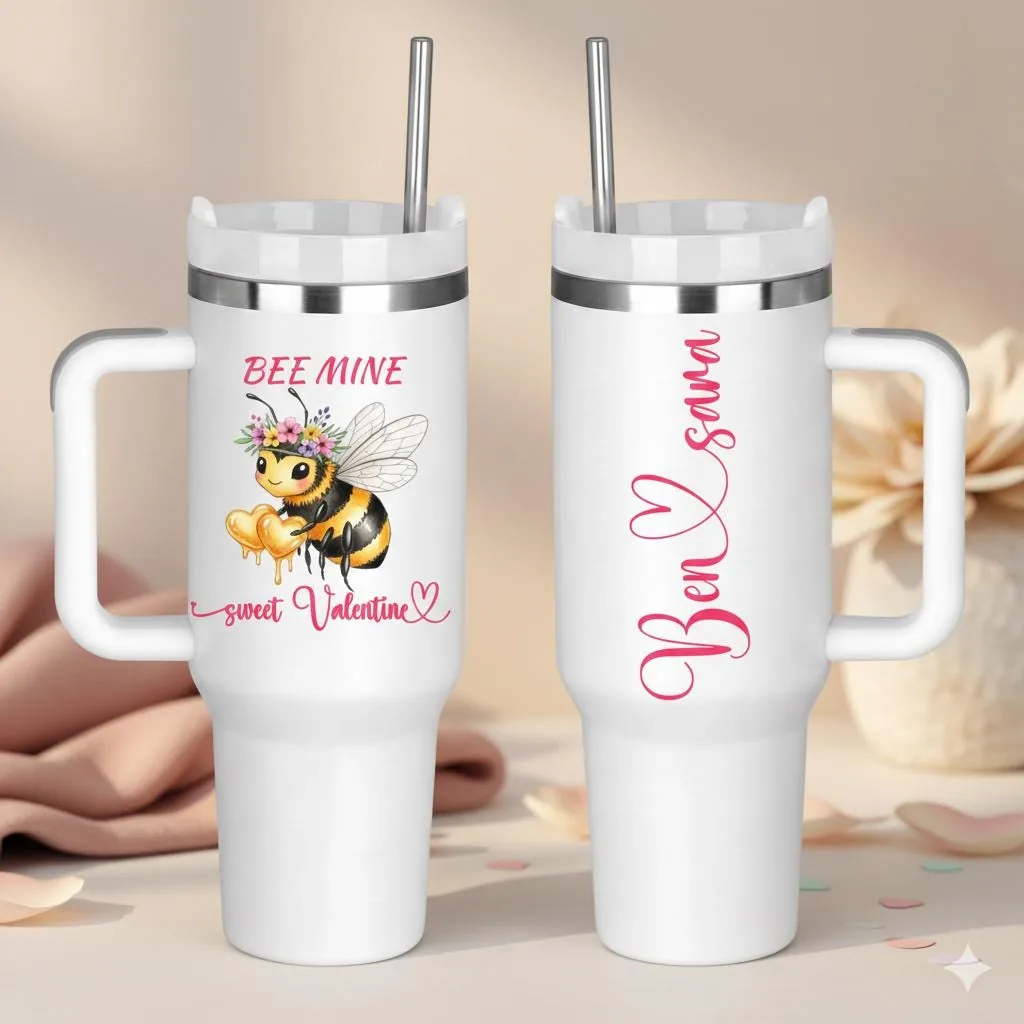 Personalized Bee Mine Valentine 40 oz Tumbler, Couple Gift, UV Printed Cup