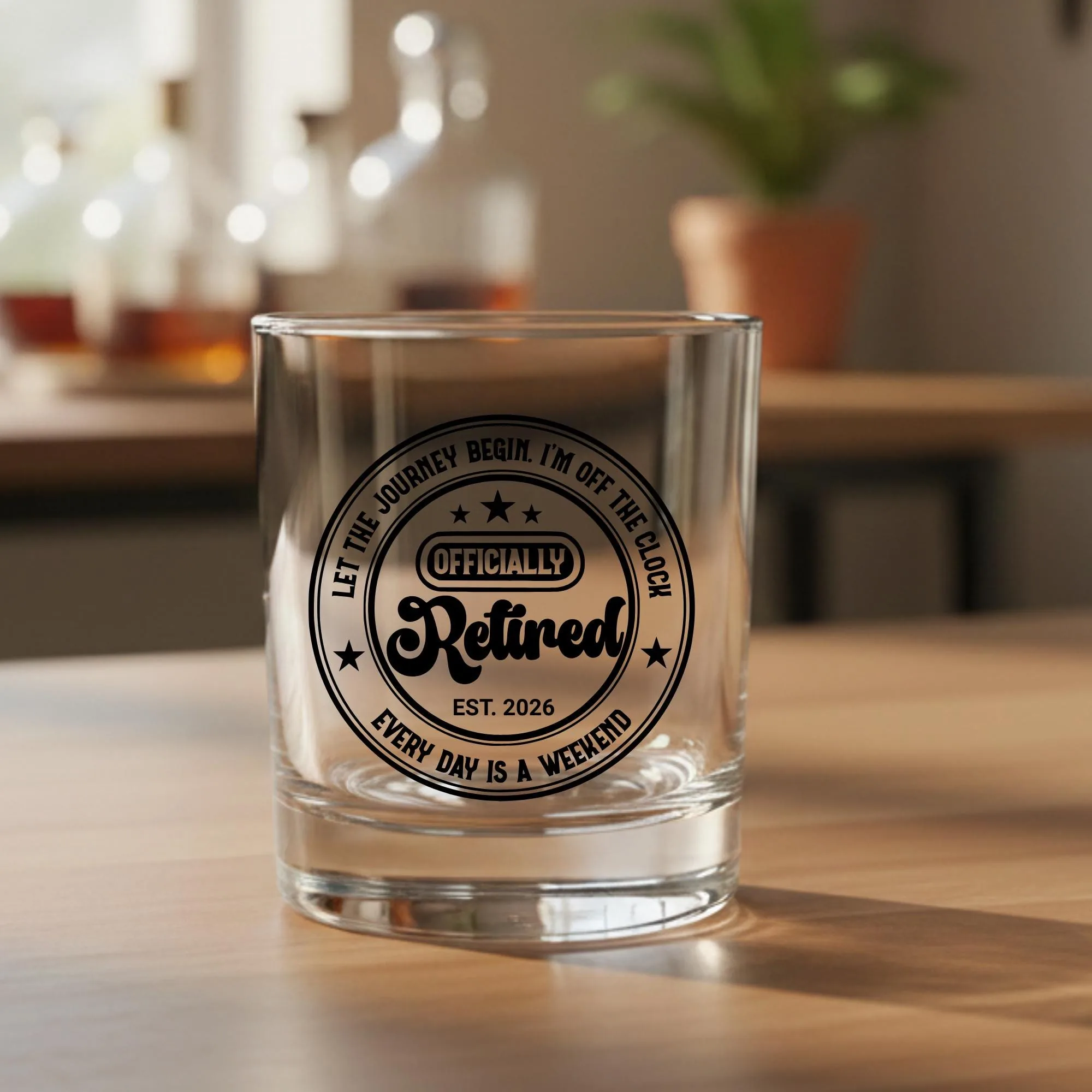 Engraved Retirement Whiskey Glass, Funny Gift for Men, Old Fashioned Glass, 11oz Laser Engraved