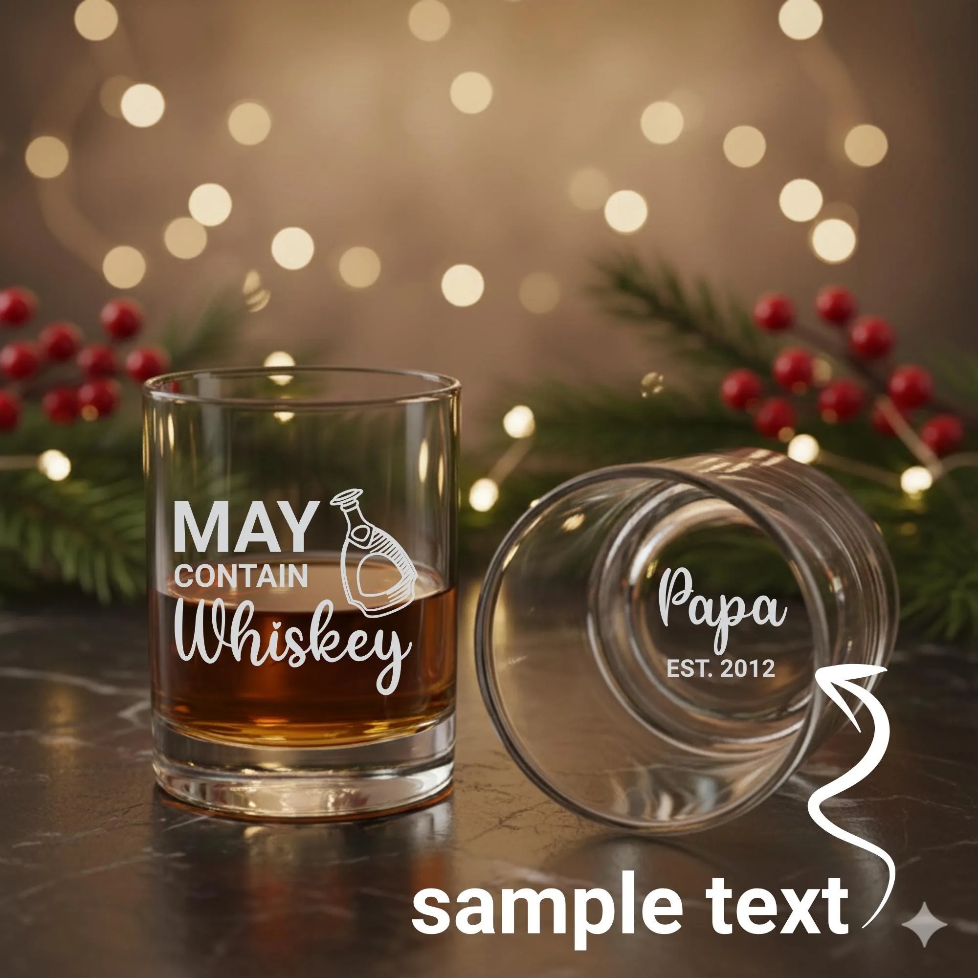 Personalized Whiskey Glass, Laser Engraved Bourbon Glass, Father's Day Gift