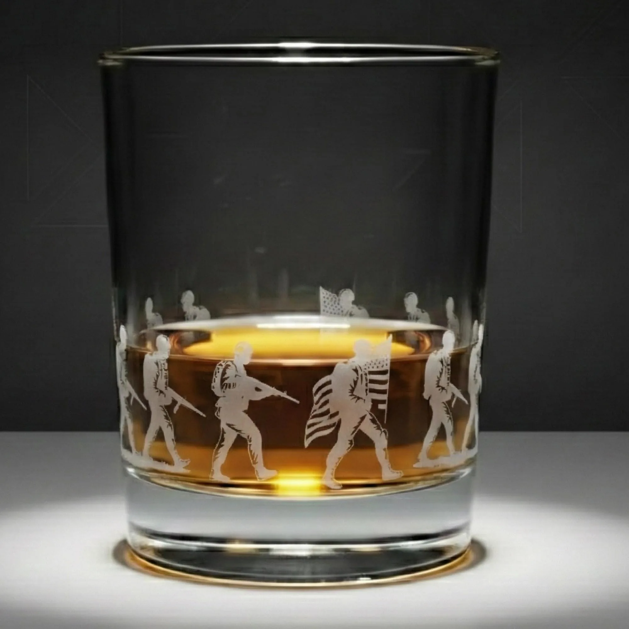 Personalized Whiskey Glass, Engraved Soldier Tumbler, Custom Name Rocks Glass