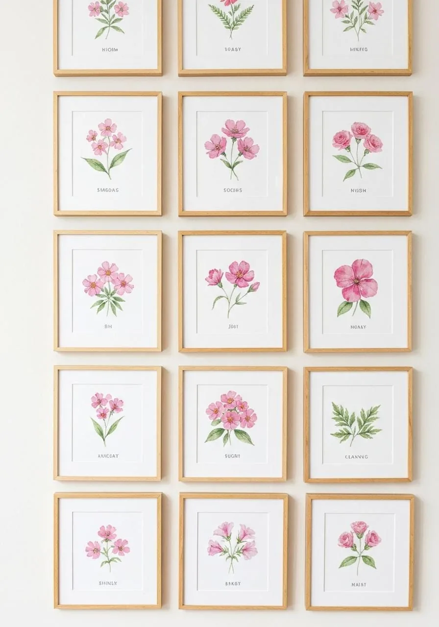 Birth Flower Bundle All 12 Months Watercolor Wall Art Printable Set | Digital Download | Family Gift | Botanic