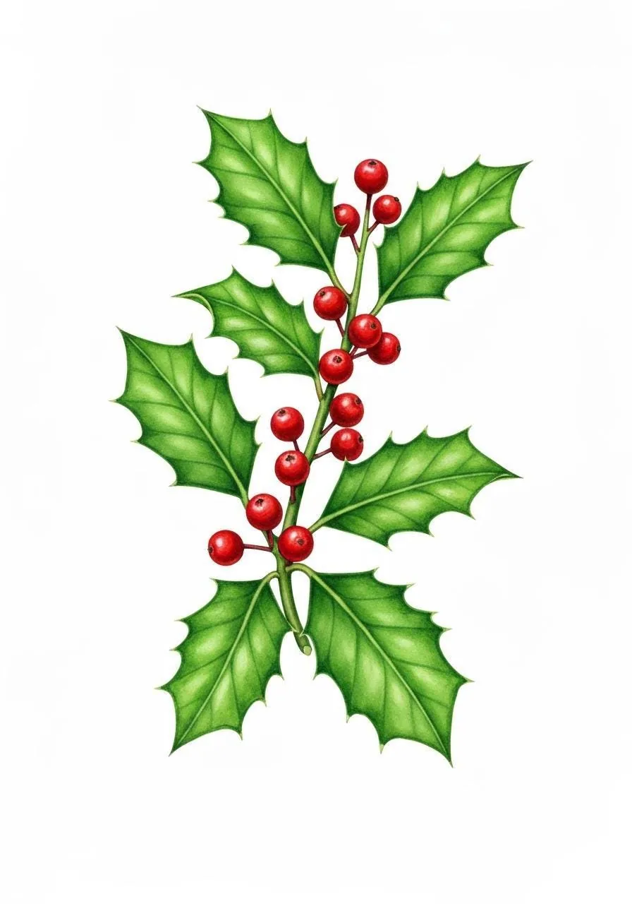 December Birth Flower Holly Wall Art Printable | Watercolor Botanical | Digital Download | Birthday Gift | Chr