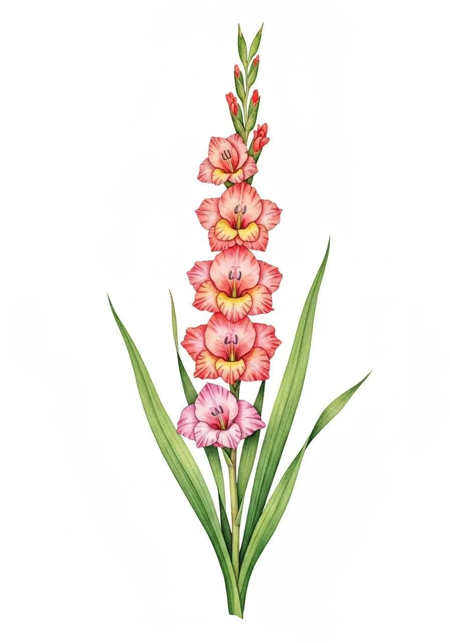 August Birth Flower Gladiolus Wall Art Printable | Watercolor Botanical | Digital Download | Birthday Gift | B