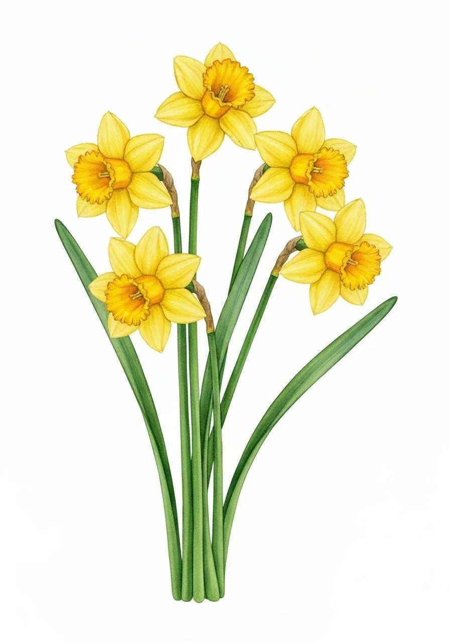March Birth Flower Daffodil Wall Art Printable | Watercolor Botanical Print | Digital Download | Birthday Gift