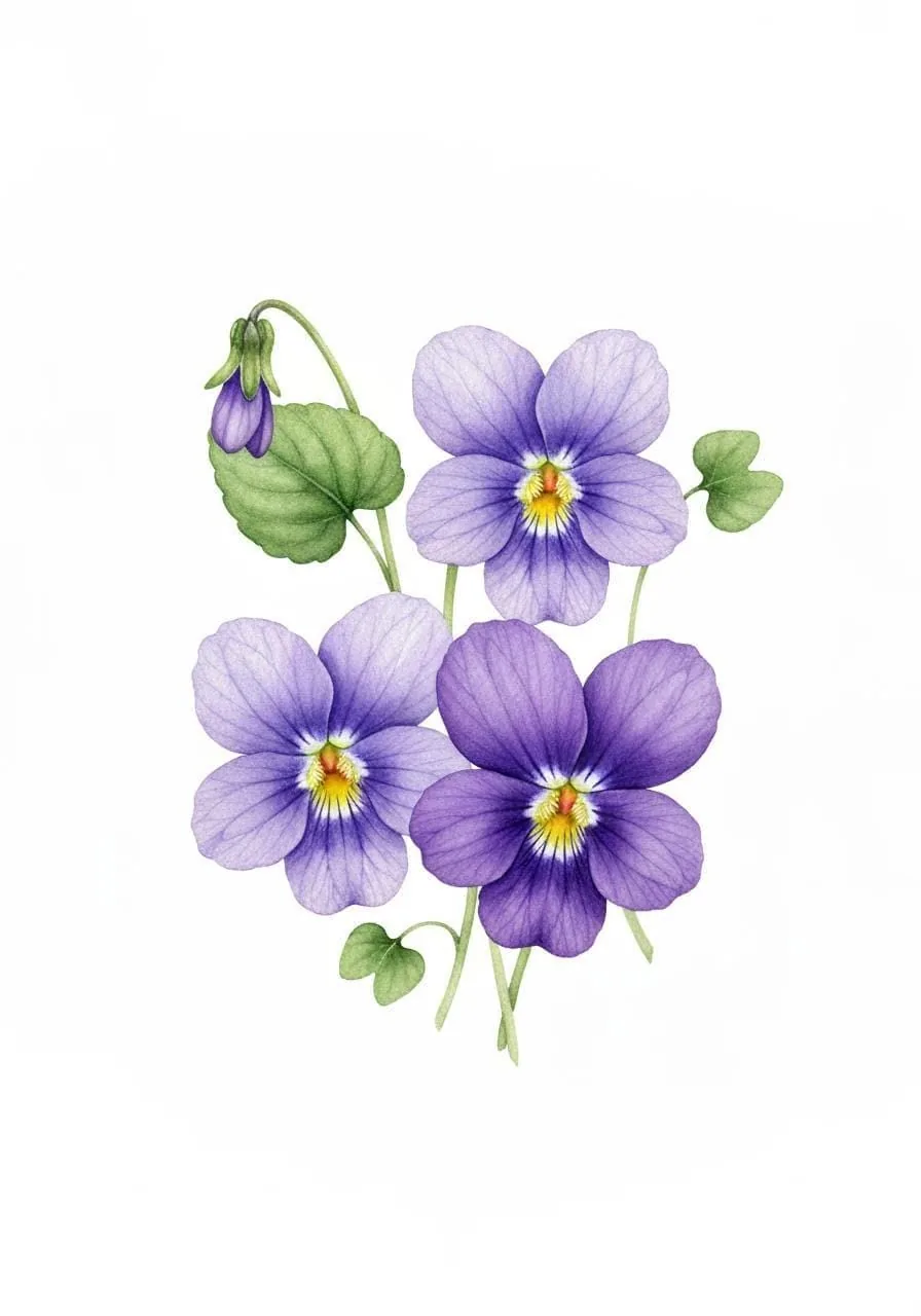 February Birth Flower Violet Wall Art Printable | Watercolor Floral Print | Digital Download | Birthday Gift |