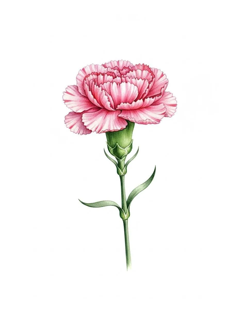 January Birth Flower Carnation Wall Art Printable | Watercolor Botanical Print | Digital Download | Birthday G
