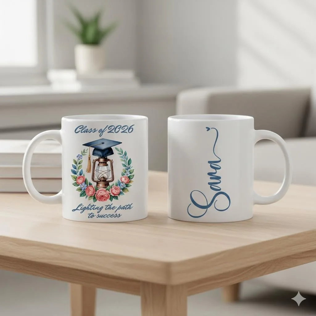 Class of 2026 Graduation Mug, Personalized Name Coffee Mug, Two Sided Printed Mug, Graduation Gift for Her or 