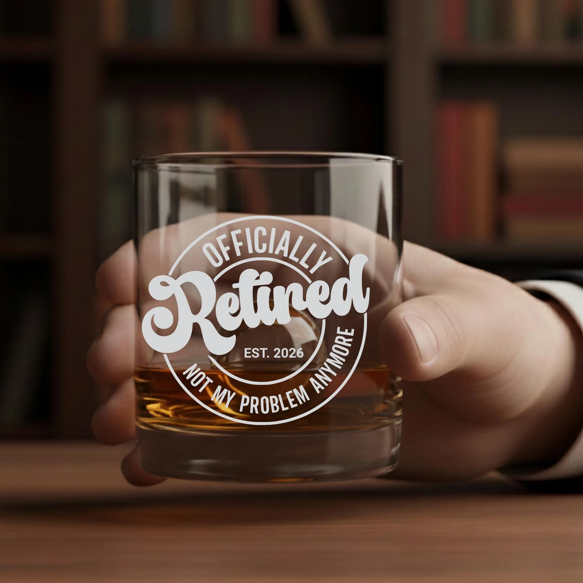 Funny Retirement Whiskey Glass, Laser Engraved Quote, Gift for Men