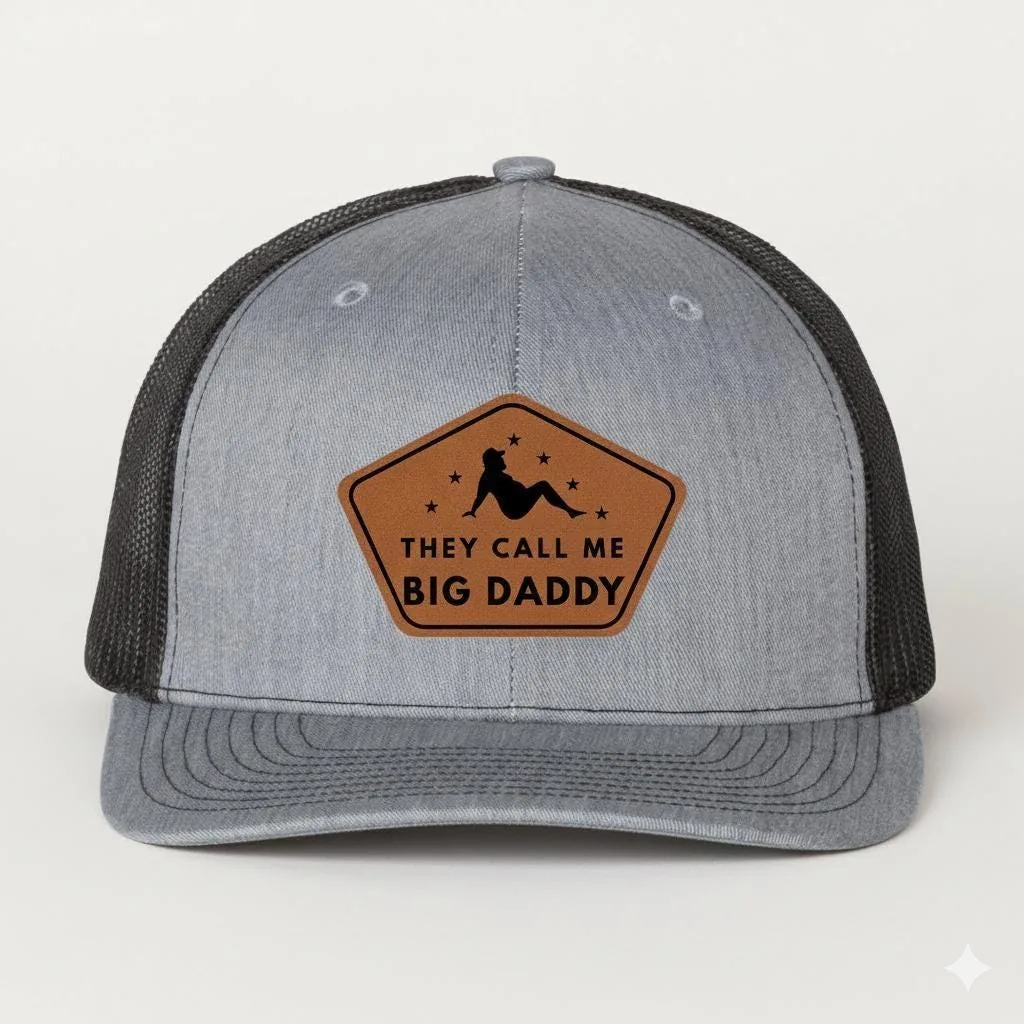 Big Daddy Trucker Hat, Funny Dad Gift, Leather Patch Cap, Adjustable Snapback, Humorous Men's Hat