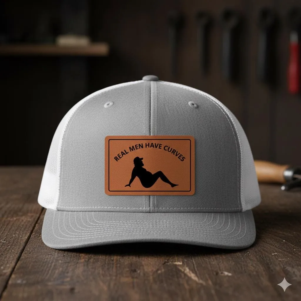 Real Men Have Curves Funny Trucker Hat, Body Positive Dad Bod Cap, Humorous Gift for Men