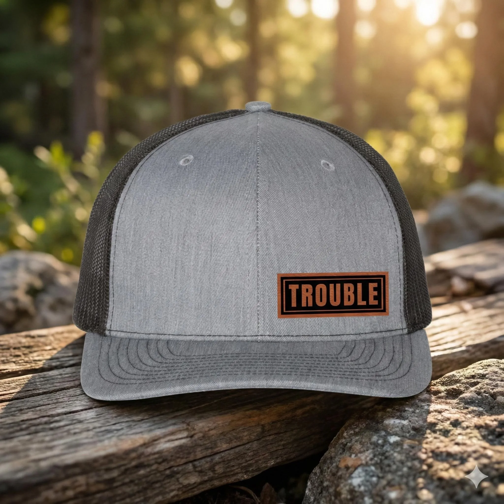 Family Trouble Trucker Hat Set, Matching Family Hats, Dad Mom Kids Trucker Caps, Adjustable Snapback Caps