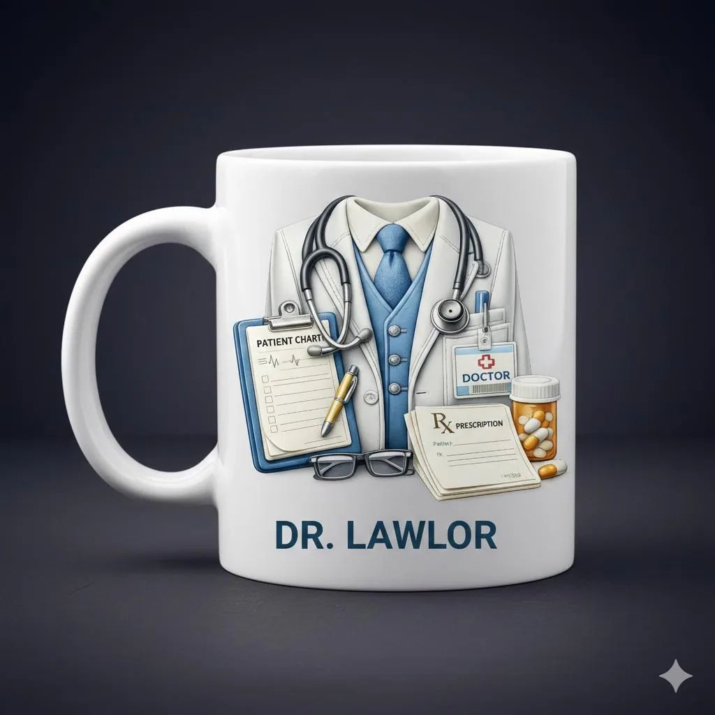 Personalized Doctor Mug, Custom Name Medical Coffee Cup, UV Printed Ceramic 11oz 15oz