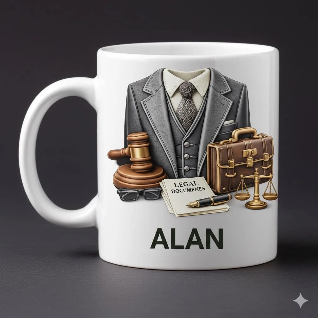 Personalized Lawyer Mug, Attorney Name Ceramic Coffee Cup, Legal Profession Gift