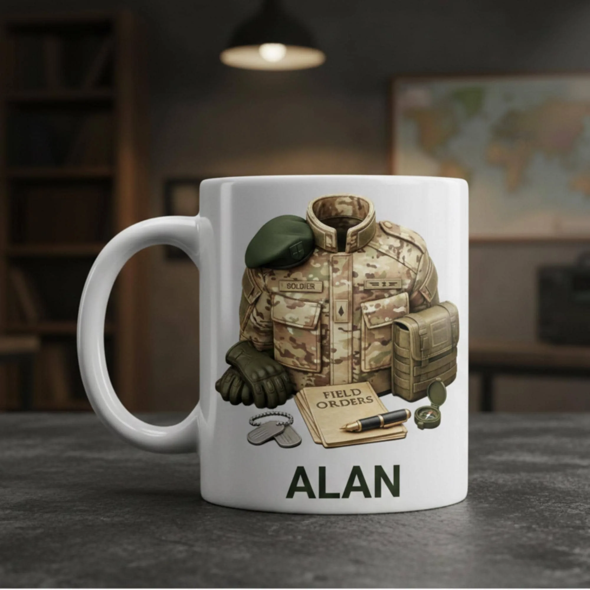 Personalized Service Member Mug, Custom Name Ceramic Cup, Veteran Gift, Hero Appreciation, Unique Gift for Ser