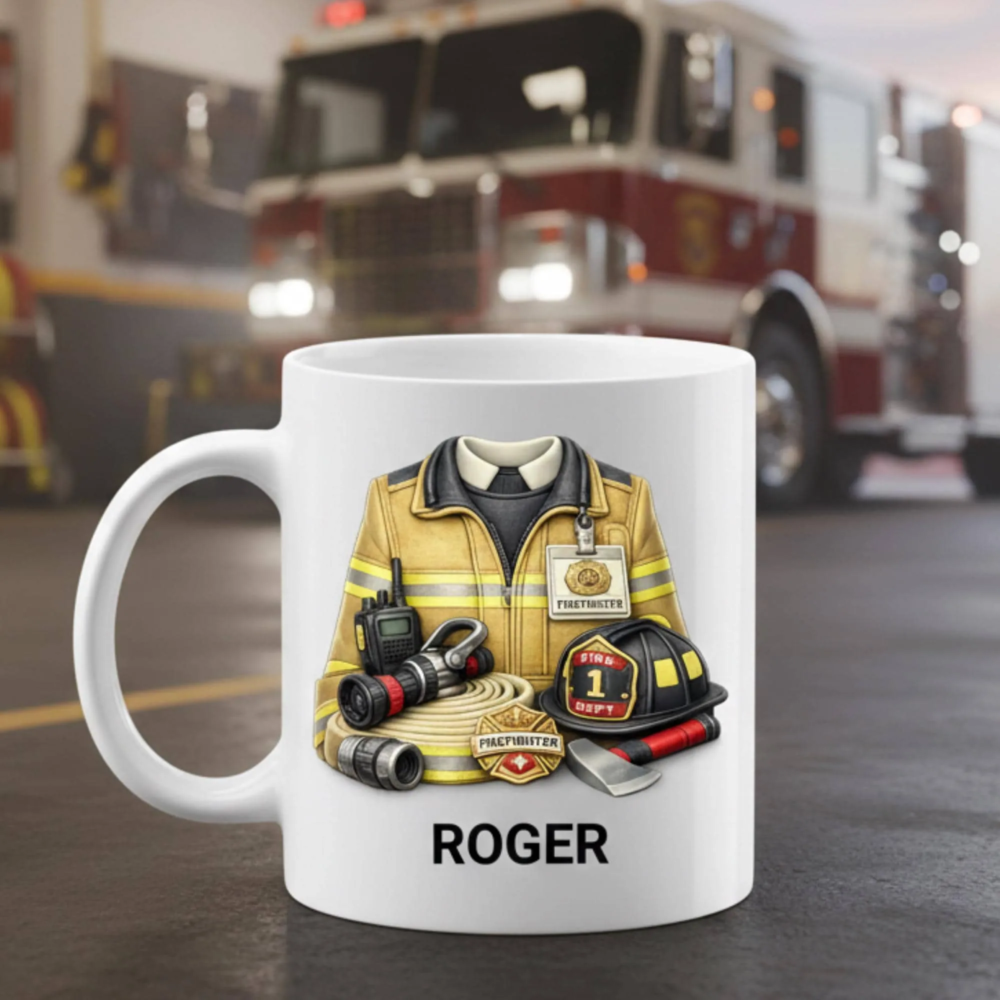 Personalized Firefighter Turnout Gear Ceramic Mug (11oz or 15oz)