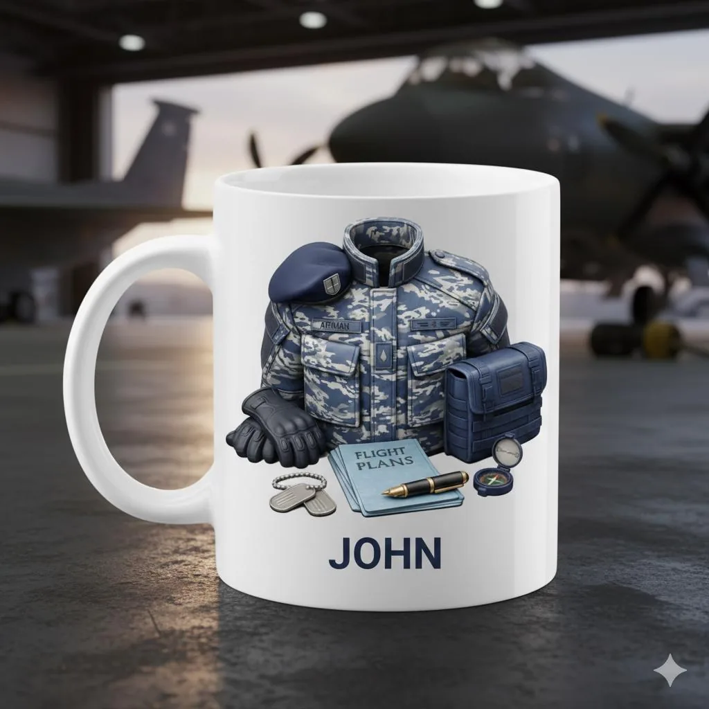 Personalized Service Member Mug, Patriotic Duty Coffee Cup, Custom Name Gift for Veterans & Heroes