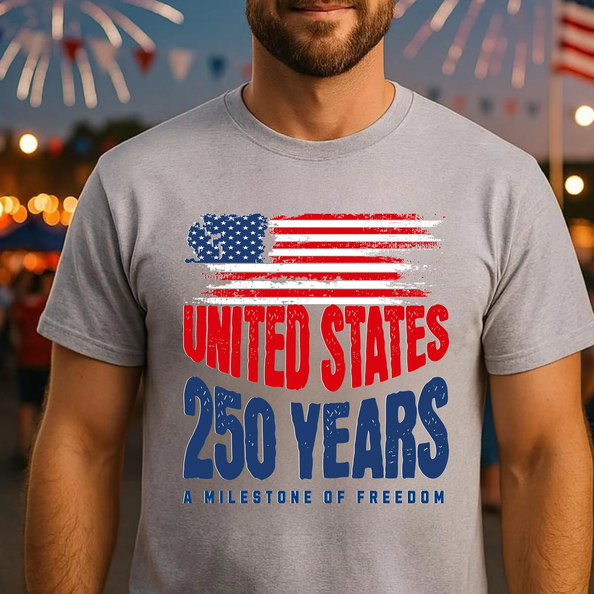 USA 250 Years T-Shirt, Patriotic America 250th Anniversary Tee, 4th of July Gift for Men, Eagle Flag Shirt