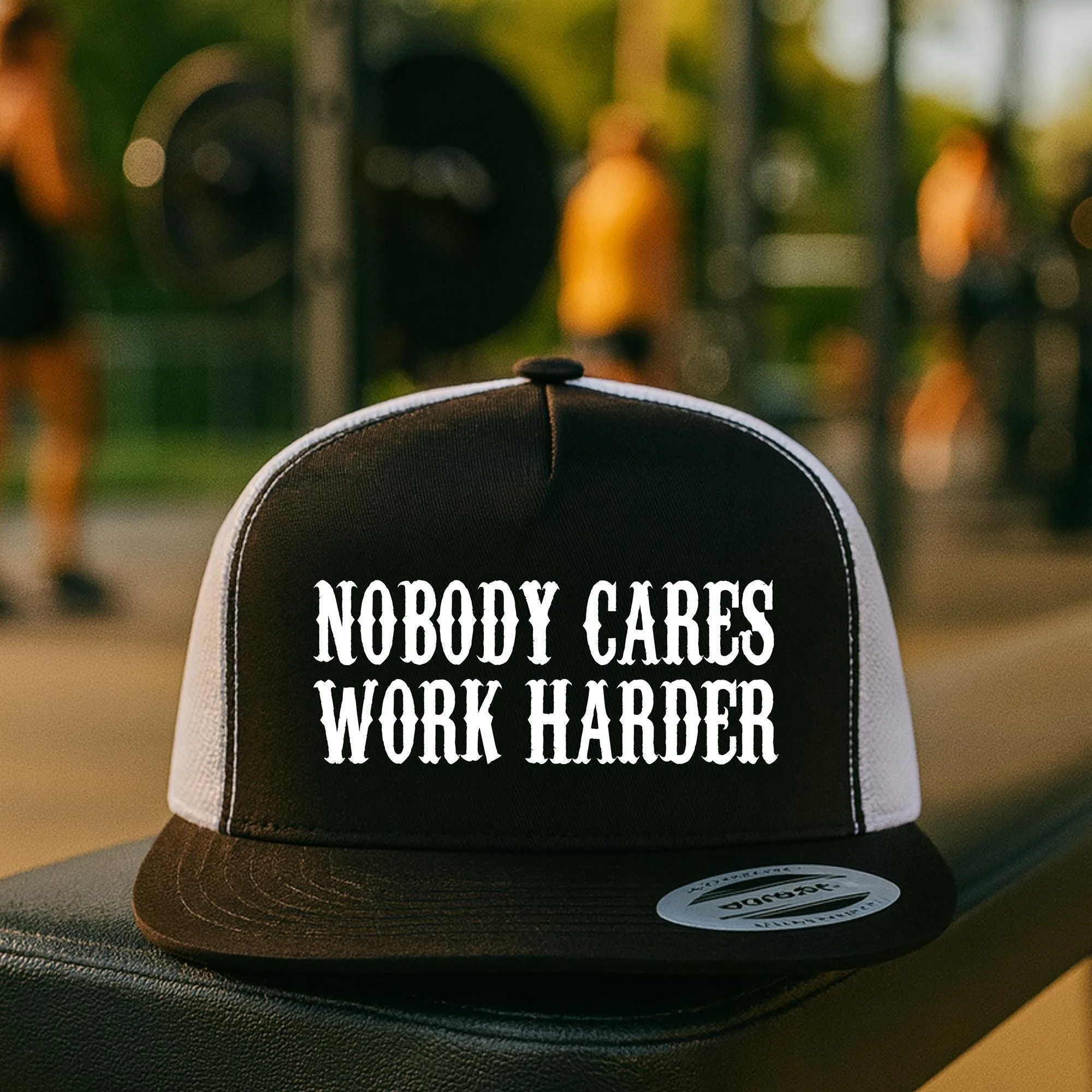 Nobody Cares Work Harder Trucker Hat – Motivational Gym Snapback