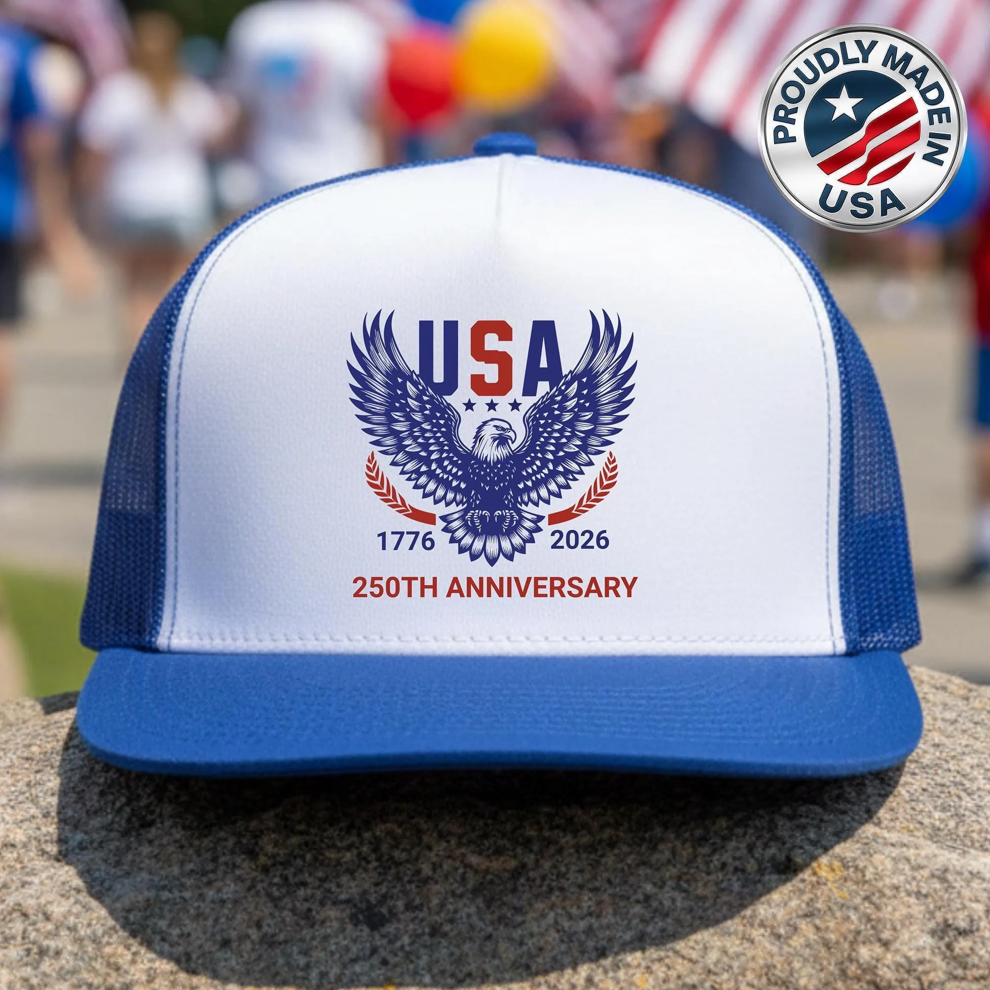 USA 250th Anniversary Hat – DTF Eagle Trucker Cap – Patriotic Gift for Him 1776–2026
