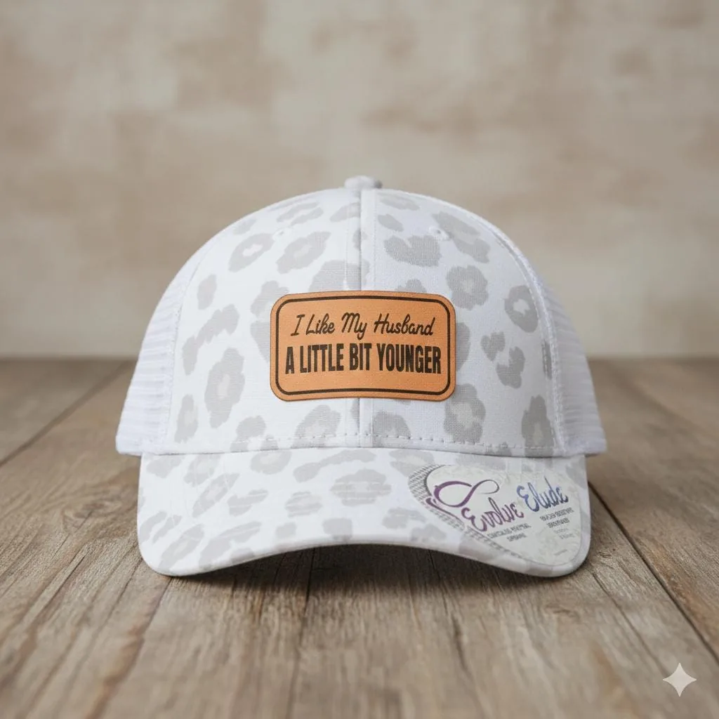 I Like My Husband A Little Bit Younger Ponytail Trucker Hat, Funny Wife Hat, Infinity Her Charlie Cap
