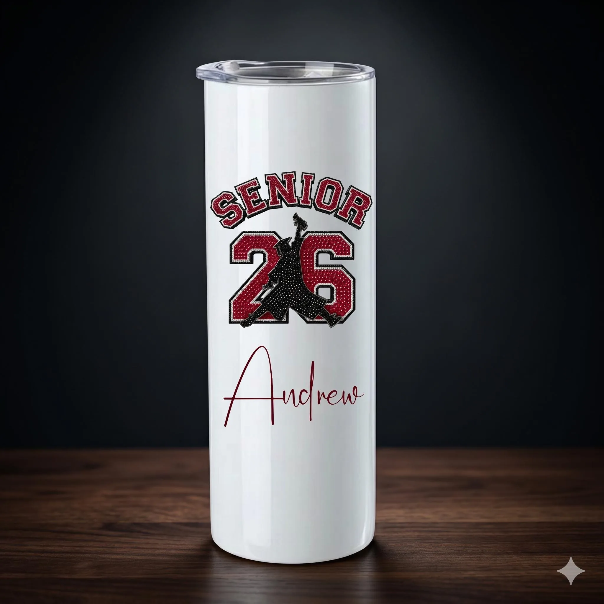 Senior 2026 Skinny Tumbler 20oz, Personalized Graduation Tumbler with Name, Custom Senior Athlete Gift Cup, 3D