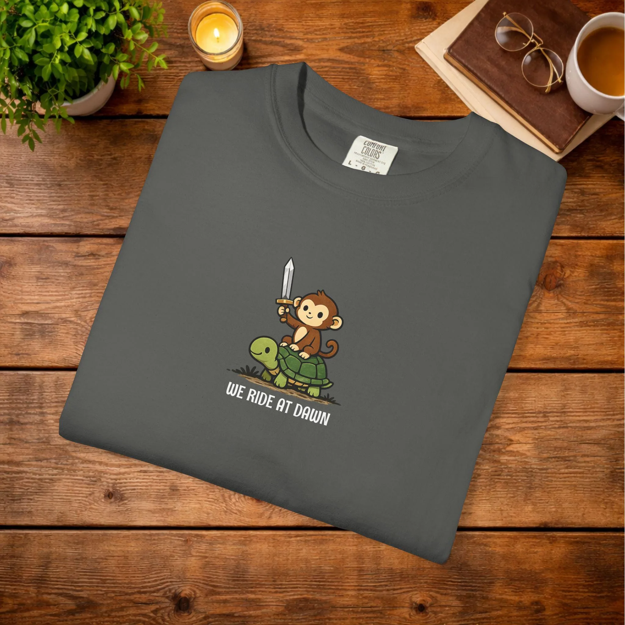 We Ride at Dawn Monkey and Turtle T-shirt | Chaotic Animal, Gamer Humor