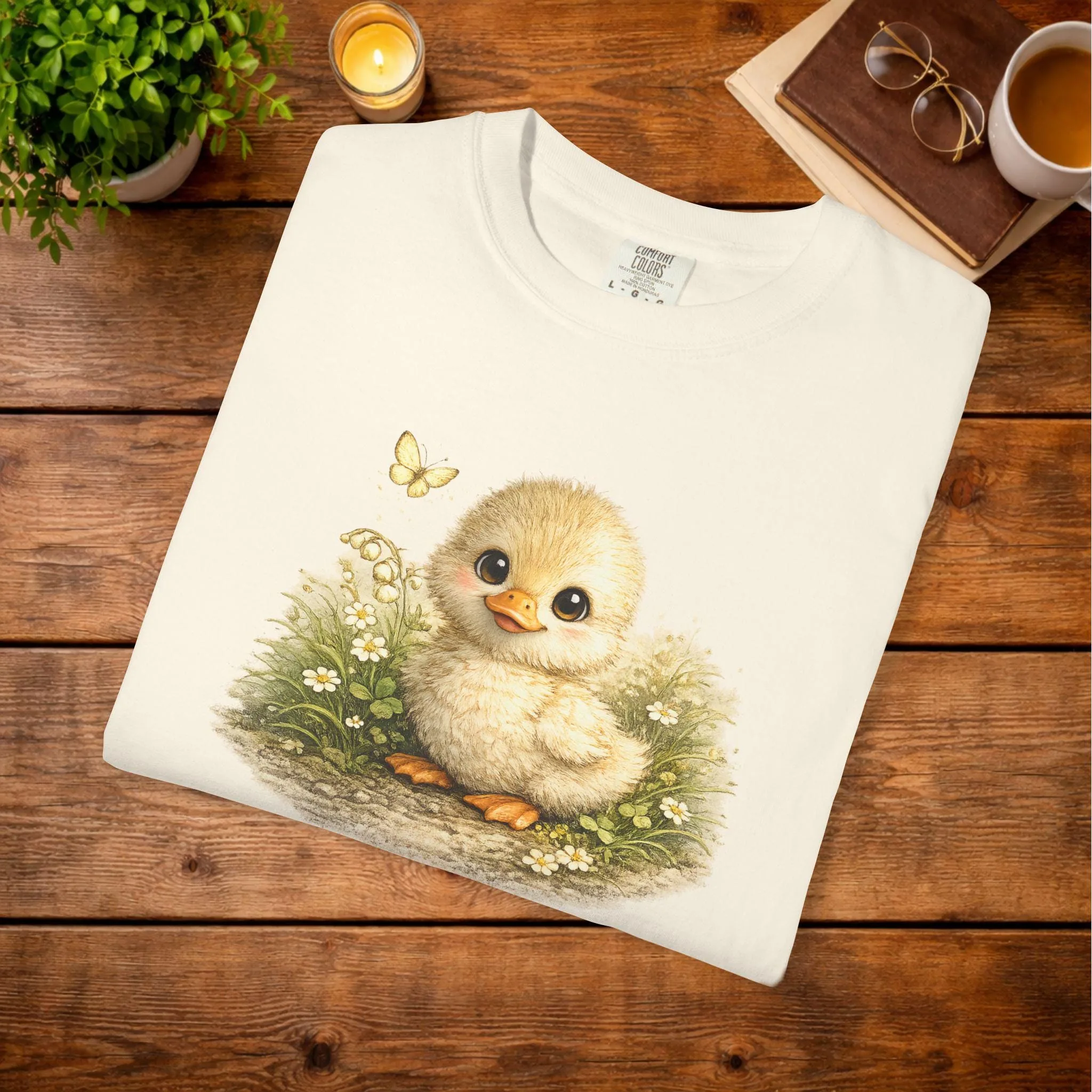 Vintage Chick Illustration T-Shirt | Daisy Meadow Baby Duck Tee