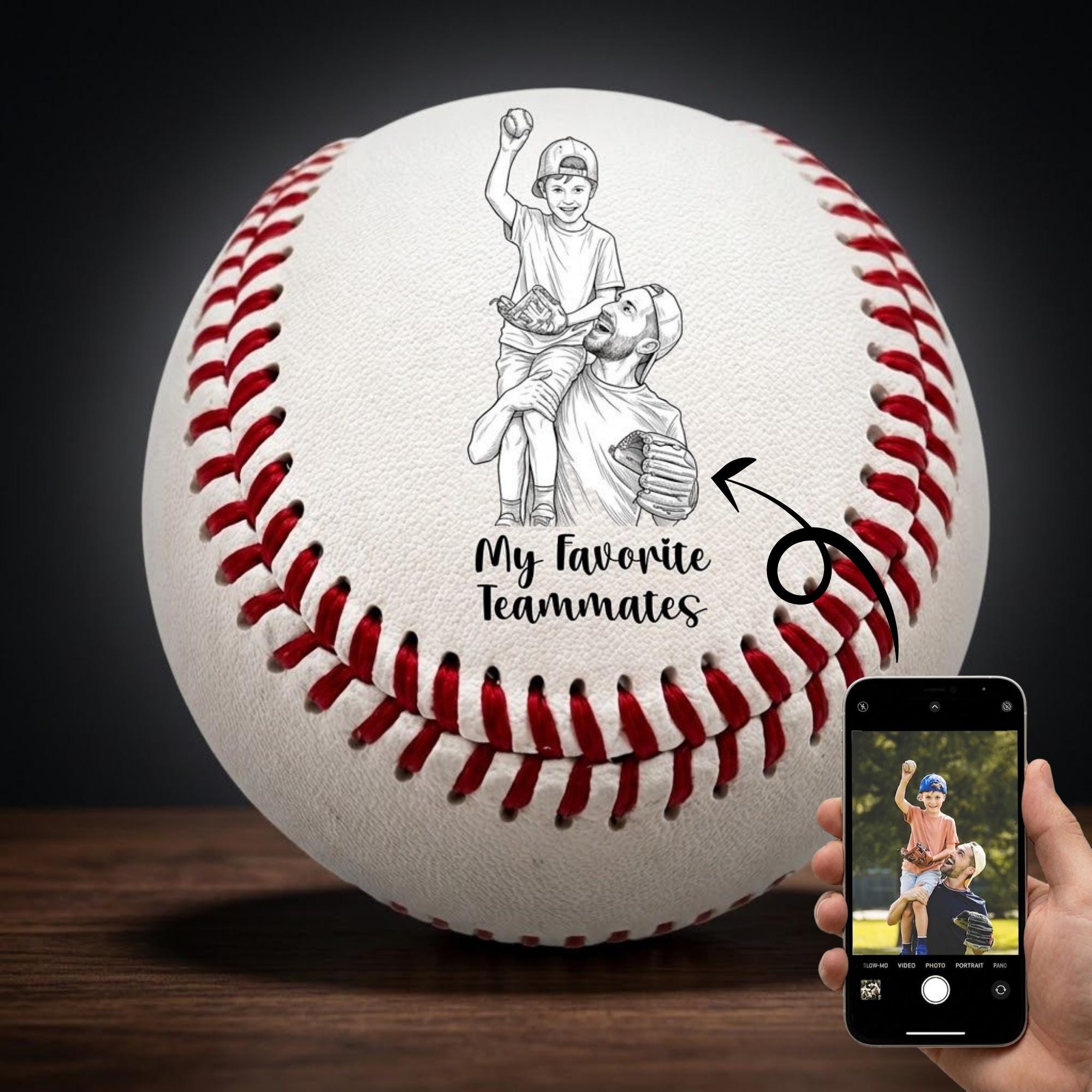 Personalized Laser Engraved Baseball, Custom Photo & Message, Baseball Gift for Dad, Coach, Grandpa, Keeps