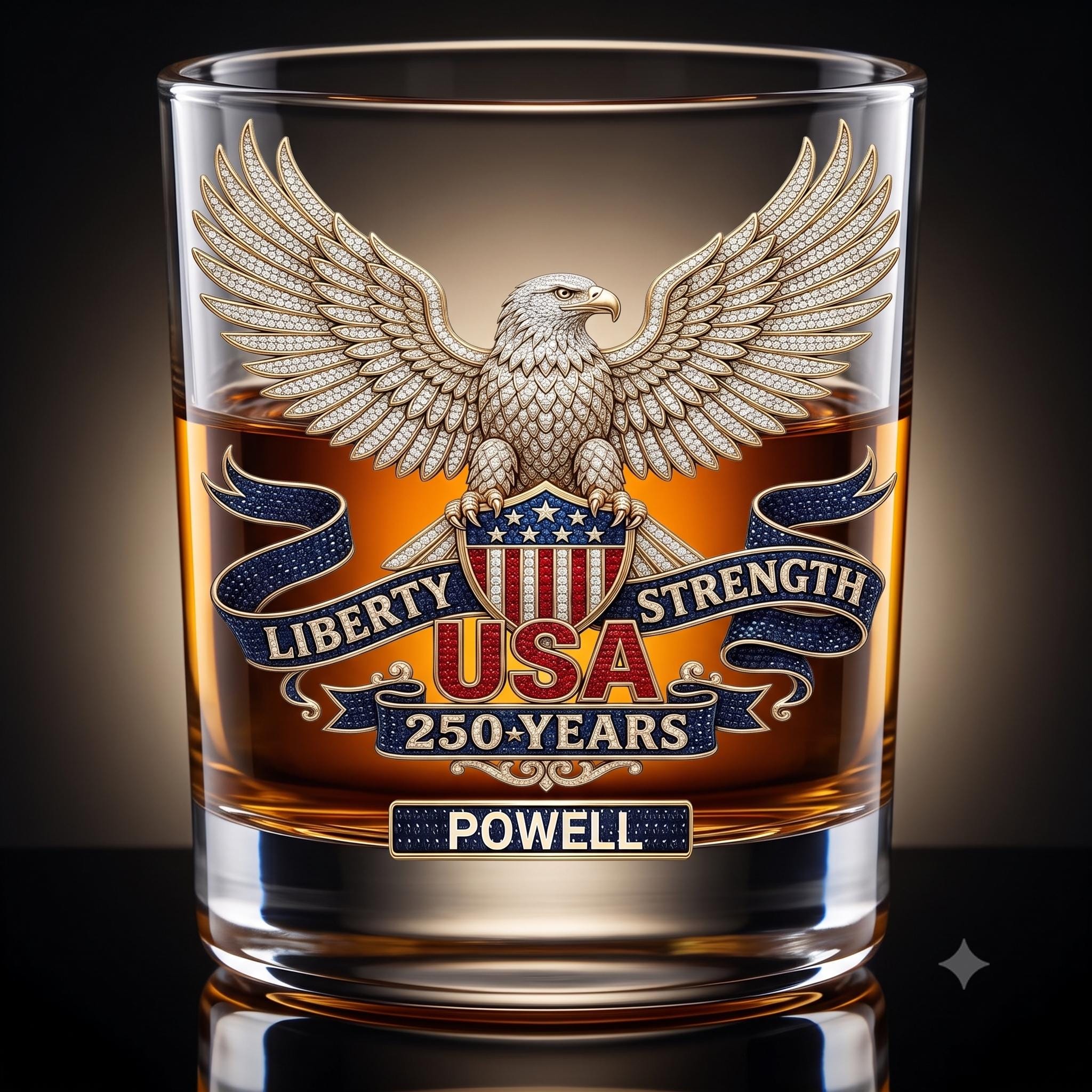 Personalized Eagle Whiskey Glass, Custom Name Old Fashioned Glass, Patriotic Gift for Him, Fathers Day, Vetera